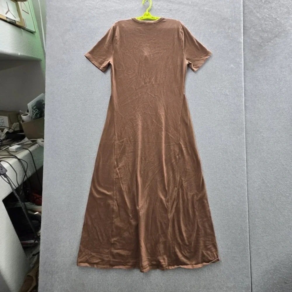 VINTAGE Abercrombie & Fitch Women Dress‎ LT Brown Maxi Short Sleeve Y2K